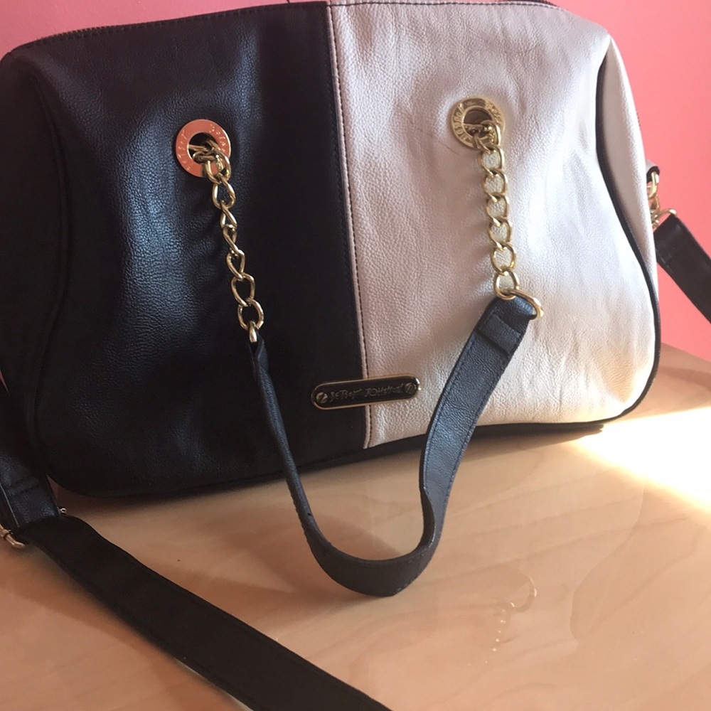Betsey Johnson black and white cross body bag